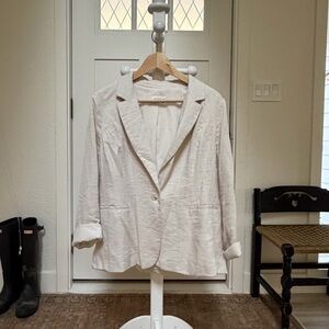 Hayes Short Story Ivory Linen Blend Blazer - Petite XLP